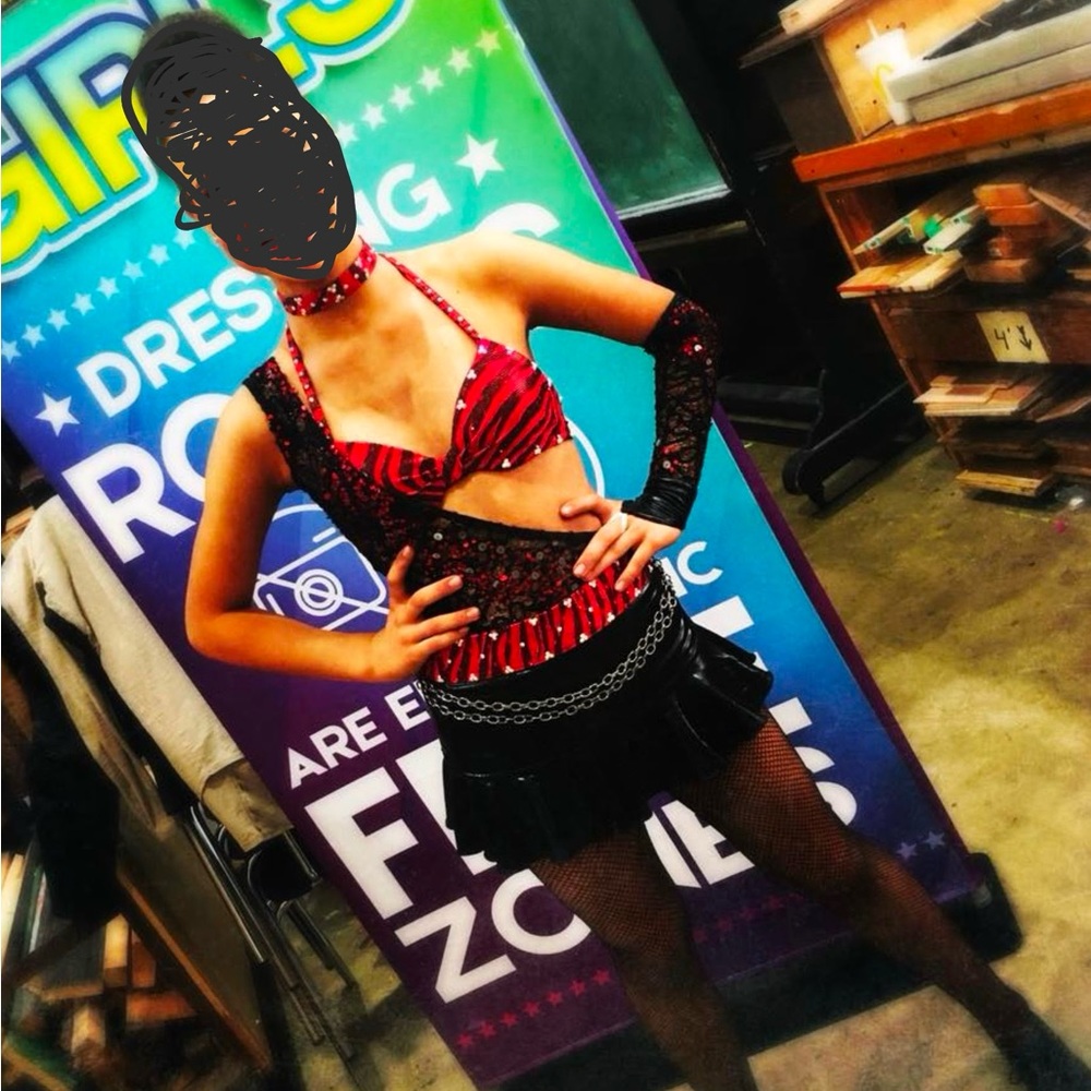 Red & Black Tap Dance Costume - Size Child 12